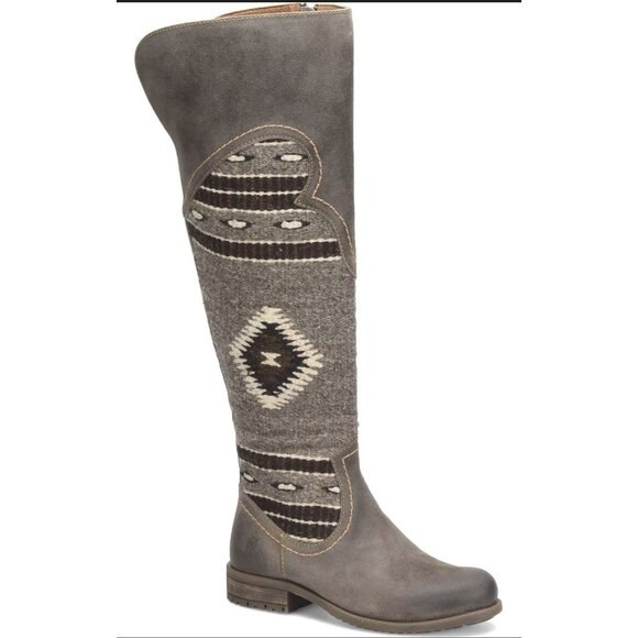 Børn Shoes - NIB Women’s Born 7.5 Gray Lucero Tall Blanket Boots Leather Over The Knee